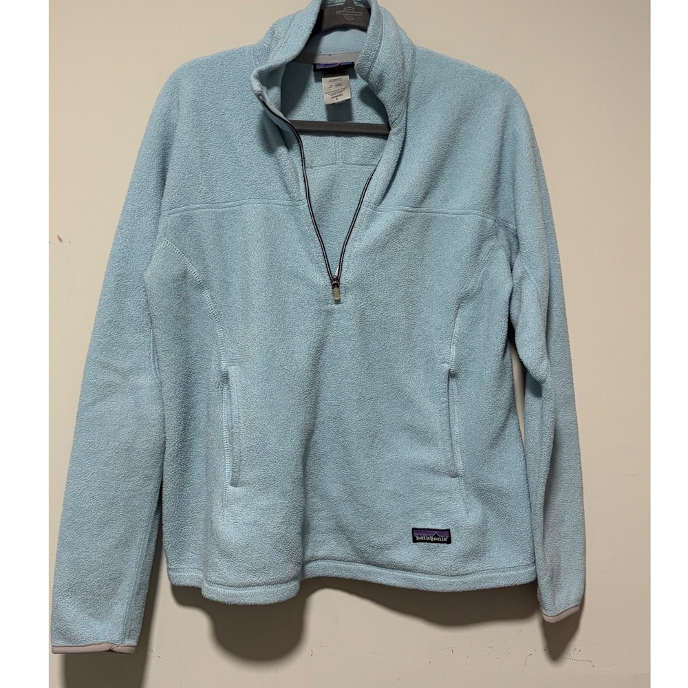 Patagonia Synchilla Fleece Pullover Womens Large Light Blue Quarter Zip Sweater